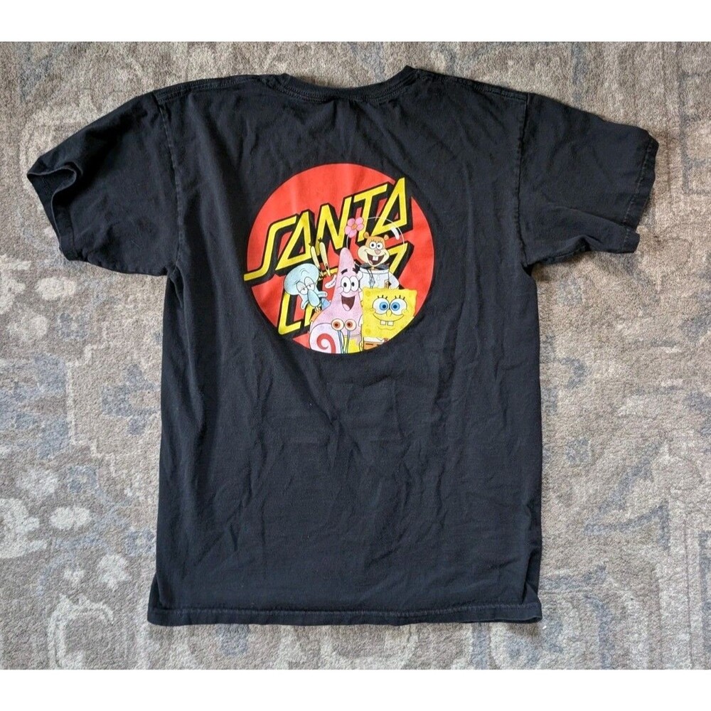 Santa Cruz Spongebob Shirt Skate TV Show Collab Black Graphic Tee Mens Medium